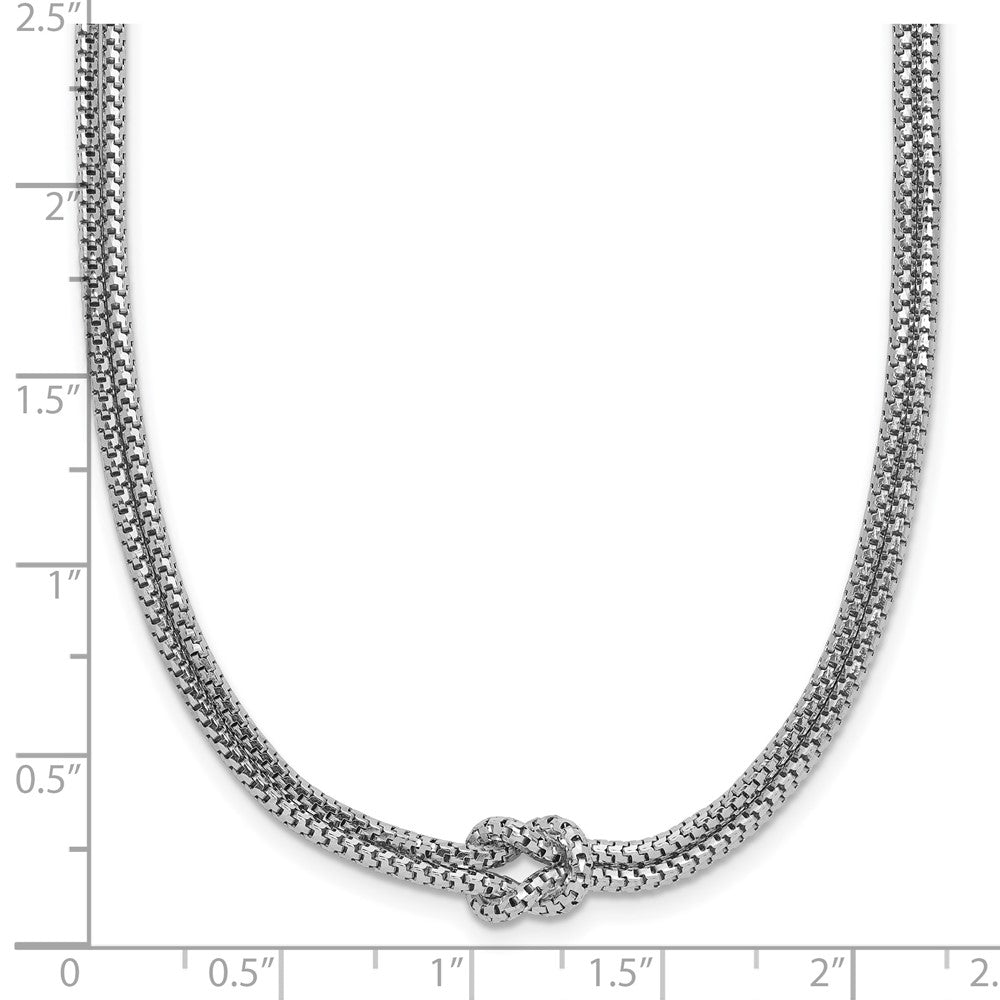 Leslie's Sterling Silver RH-plat Pol. 2-Strand Knot w/2in ext. Necklace - Product Photo