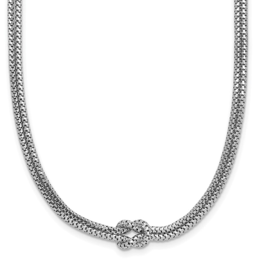 Sterling Silver RH-plat Polished 2-Strand Knot with 2in ext. Necklace