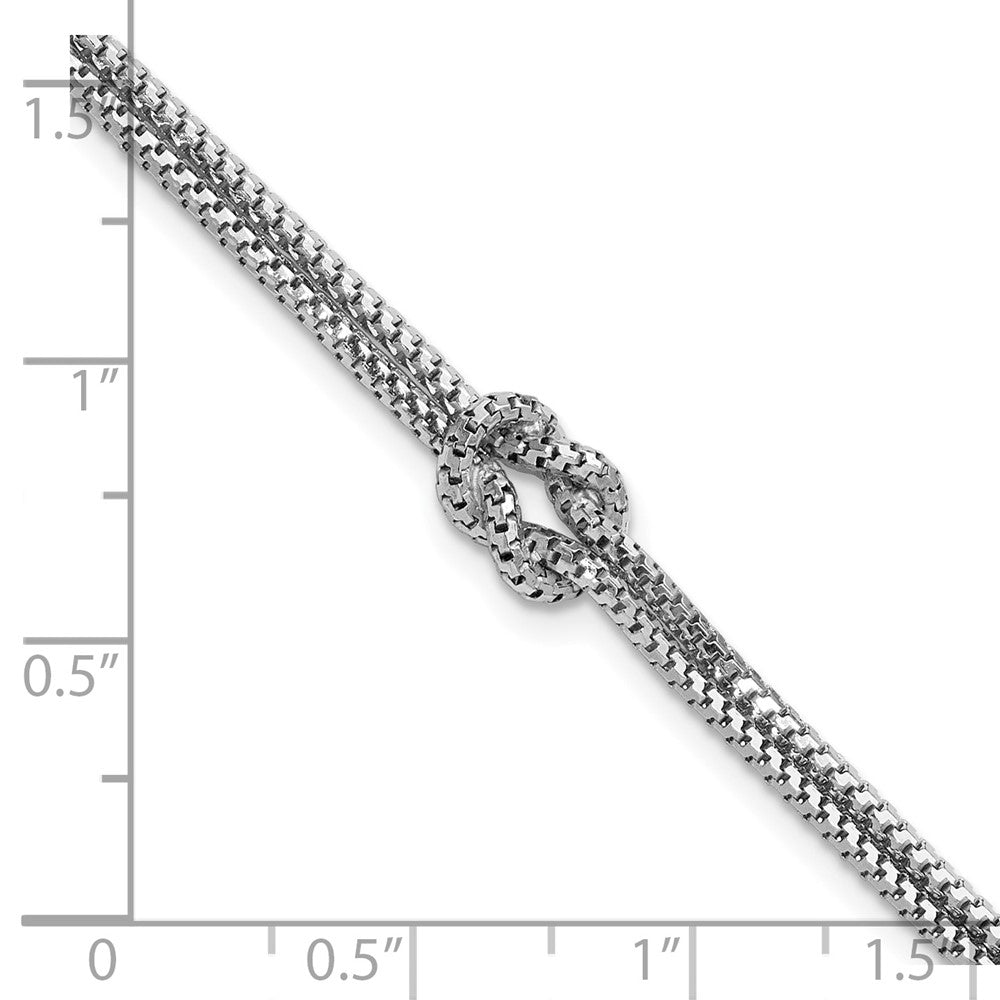 Leslie's Sterling Silver RH-plt Pol. 2-Strand Knot w/1in ext. Bracelet - Product Photo