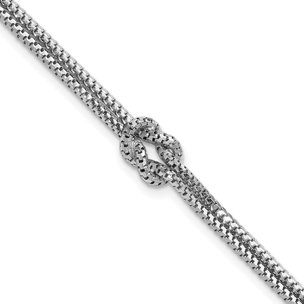 Leslie's Sterling Silver RH-plt Pol. 2-Strand Knot w/1in ext. Bracelet - Product Photo