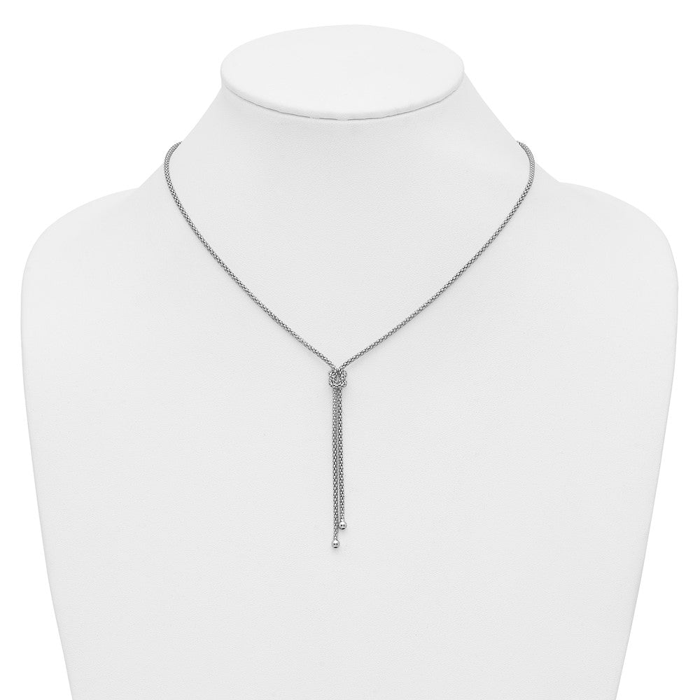 Leslie's Sterling Silver RH-plated Pol. w/Knot Drop w/2in ext. Necklace - Product Photo