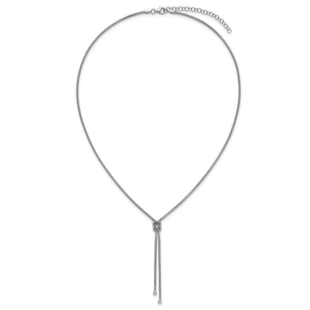 Leslie's Sterling Silver RH-plated Pol. w/Knot Drop w/2in ext. Necklace - Product Photo