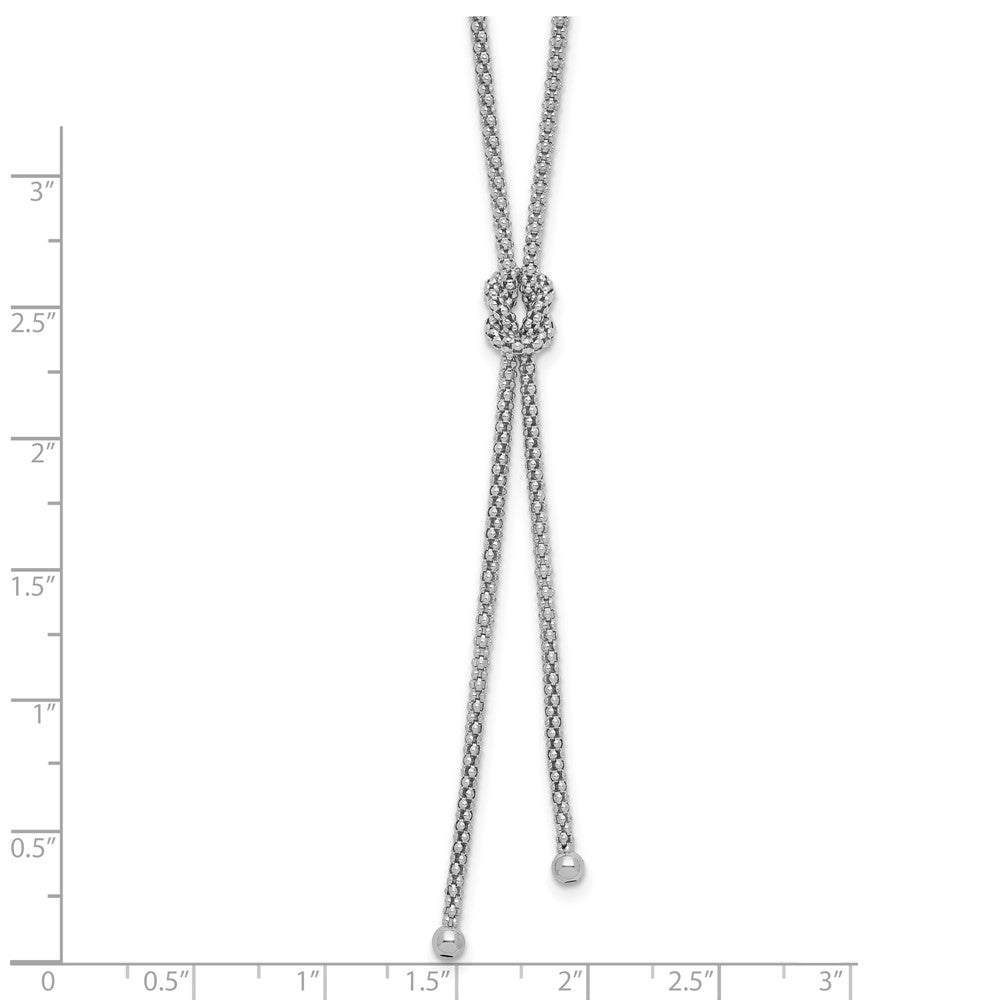 Leslie's Sterling Silver RH-plated Pol. w/Knot Drop w/2in ext. Necklace - Product Photo