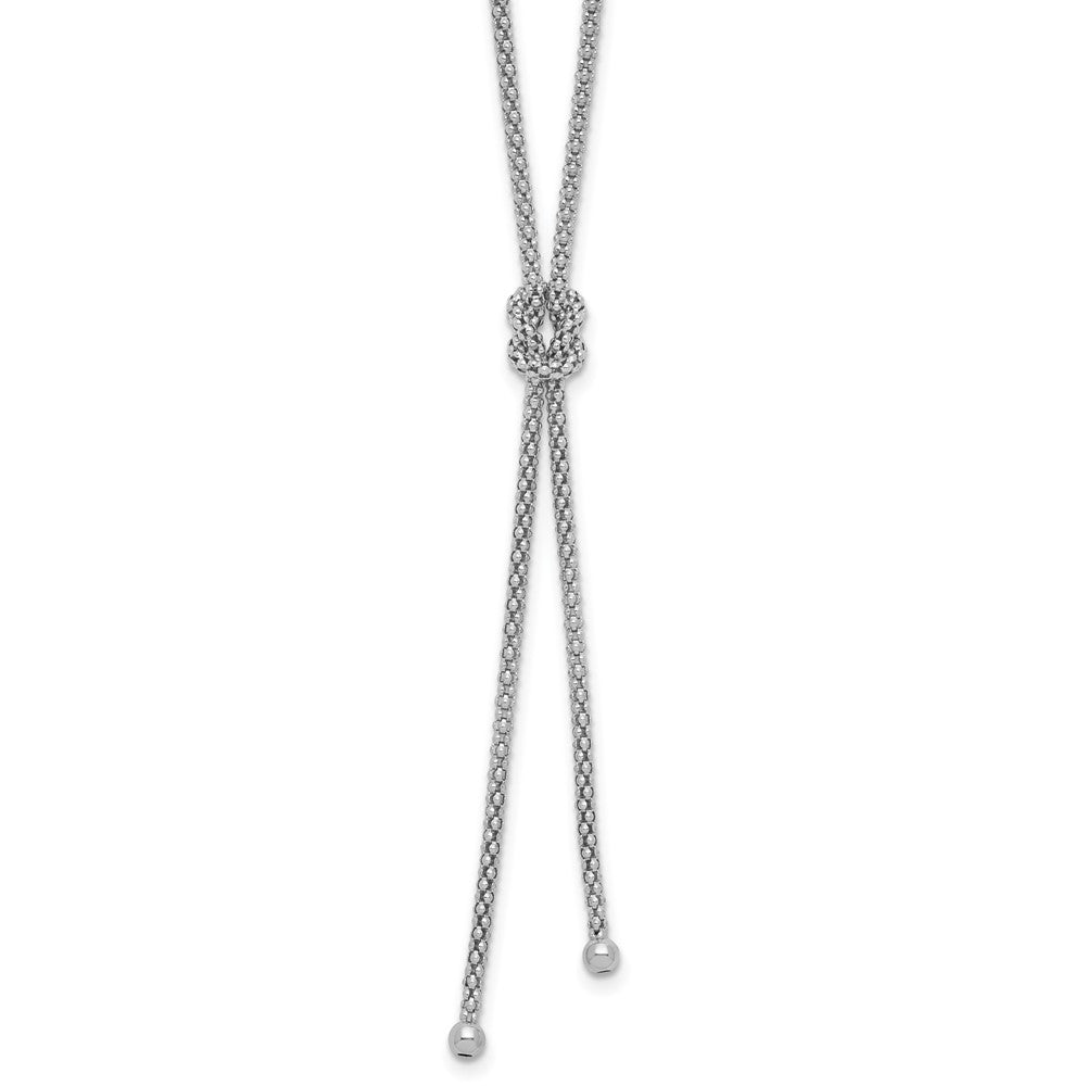 Sterling Silver RH-plated Polished with Knot Drop with 2in ext. Necklace