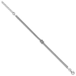 Leslie's Sterling Silver RH-plt Pol. 2-strand Knot w/1in ext. Bracelet - Product Photo
