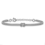Leslie's Sterling Silver RH-plt Pol. 2-strand Knot w/1in ext. Bracelet - Product Photo