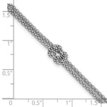 Leslie's Sterling Silver RH-plt Pol. 2-strand Knot w/1in ext. Bracelet - Product Photo