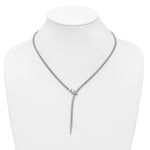 Leslie's SS RH-plated Polished/Textured CZ Lariat Snake w/ 2in ext. Necklac - Product Photo