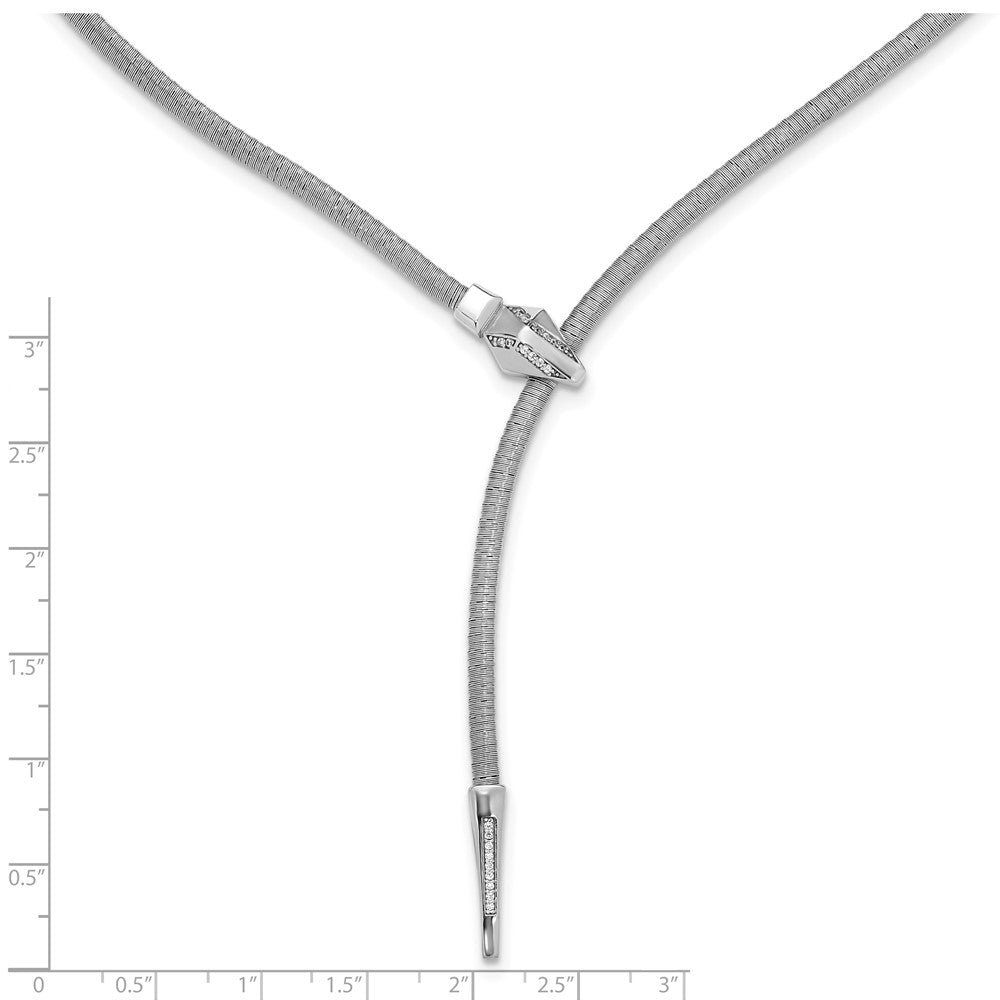 Leslie's SS RH-plated Polished/Textured CZ Lariat Snake w/ 2in ext. Necklac - Product Photo