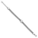 Leslie's SS Rh-plt Polished/Textured 2 Strand Wrapped Knot w/1in ext. Brace - Product Photo
