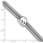 Leslie's SS Rh-plt Polished/Textured 2 Strand Wrapped Knot w/1in ext. Brace - Product Photo