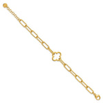 Leslie's Sterling Silver Gold-plated Clover Fancy Link w/1in ext. Bracelet - Product Photo