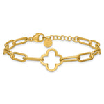 Leslie's Sterling Silver Gold-plated Clover Fancy Link w/1in ext. Bracelet - Product Photo