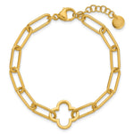 Leslie's Sterling Silver Gold-plated Clover Fancy Link w/1in ext. Bracelet - Product Photo