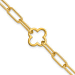 Leslie's Sterling Silver Gold-plated Clover Fancy Link w/1in ext. Bracelet - Product Photo