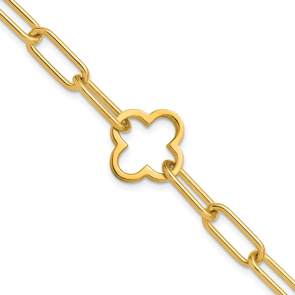 Sterling Silver Gold-plated Clover Fancy Link with 1in ext. Bracelet