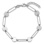 Leslie's Sterling Silver RH-plated Polished Circle and Link w/ 1in ext. Bra - Product Photo