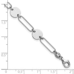 Leslie's Sterling Silver RH-plated Polished Circle and Link w/ 1in ext. Bra - Product Photo