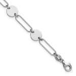 Leslie's Sterling Silver RH-plated Polished Circle and Link w/ 1in ext. Bra - Product Photo