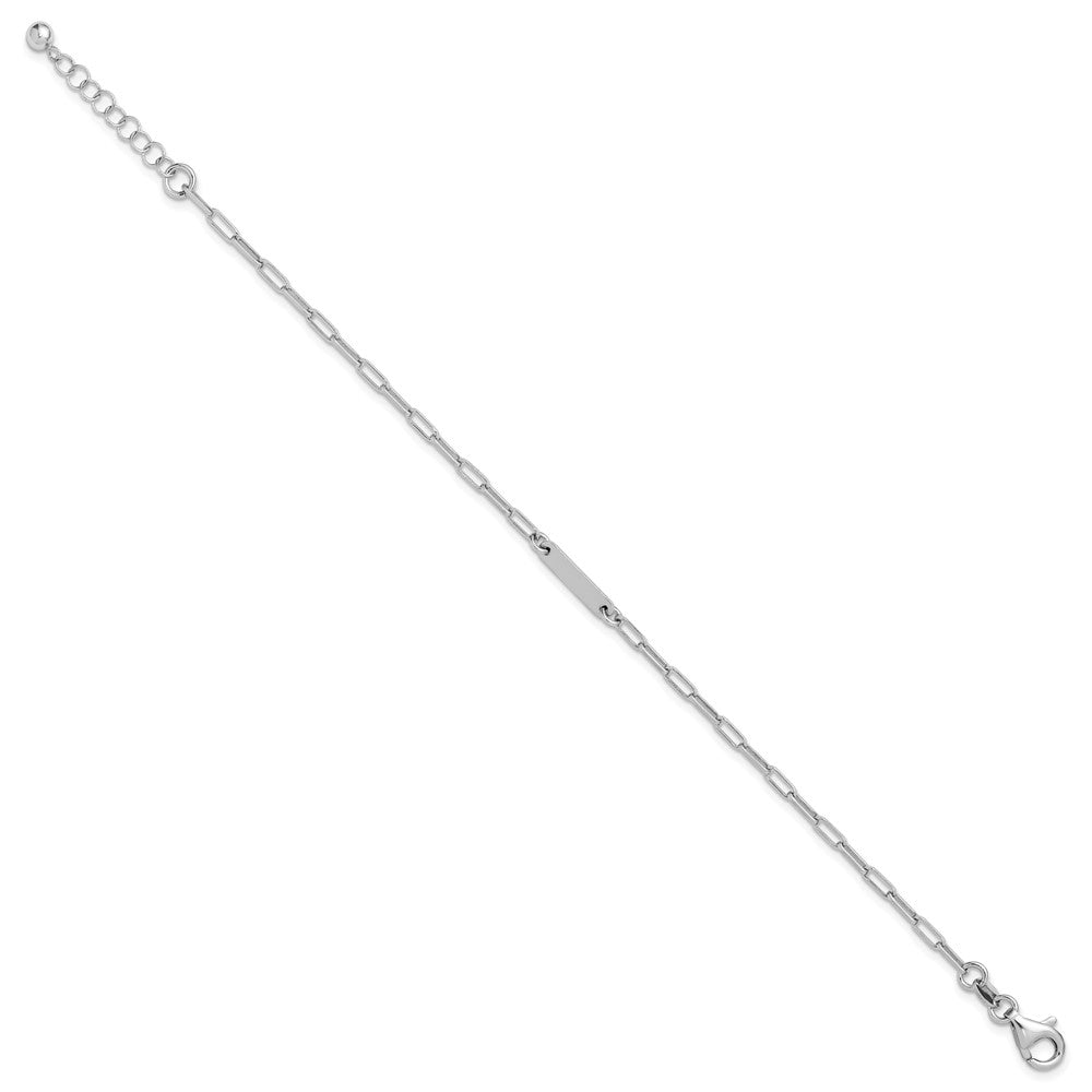 Leslie's Sterling Silver RH-plated Polished Paperclip Bar w/ 1in ext. Brace - Product Photo