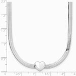 Sterling Silver RH-plated Polished Heart Herringbone w/ 2in ext. N - Product Photo