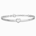 Sterling Silver RH-plated Polished Heart Herringbone w/ 1in ext. B - Product Photo