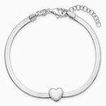 Sterling Silver RH-plated Polished Heart Herringbone w/ 1in ext. B - Product Photo