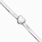 Sterling Silver RH-plated Polished Heart Herringbone w/ 1in ext. B - Product Photo