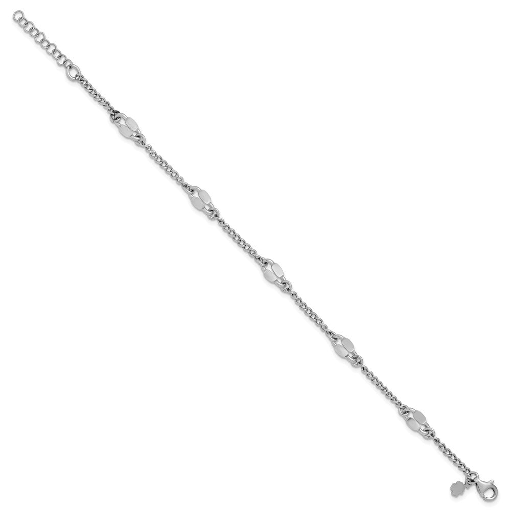 Leslie's Sterling Silver RH-plated Fancy Link w/1in ext. Bracelet - Product Photo