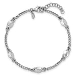 Leslie's Sterling Silver RH-plated Fancy Link w/1in ext. Bracelet - Product Photo