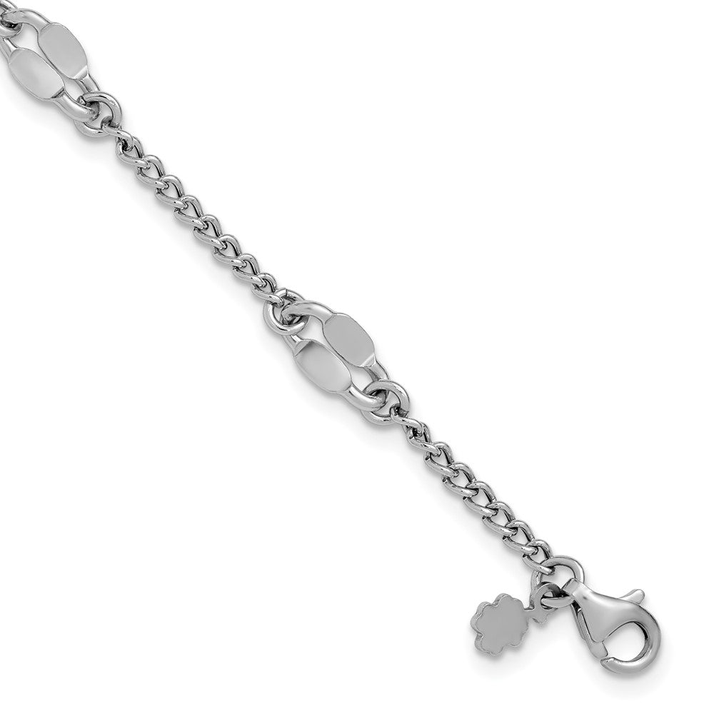 Sterling Silver RH-plated Fancy Link with 1in ext. Bracelet