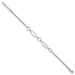 Leslie's Sterling Silver RH-plated Geometric 2-strand w/1in ext. Bracelet - Product Photo