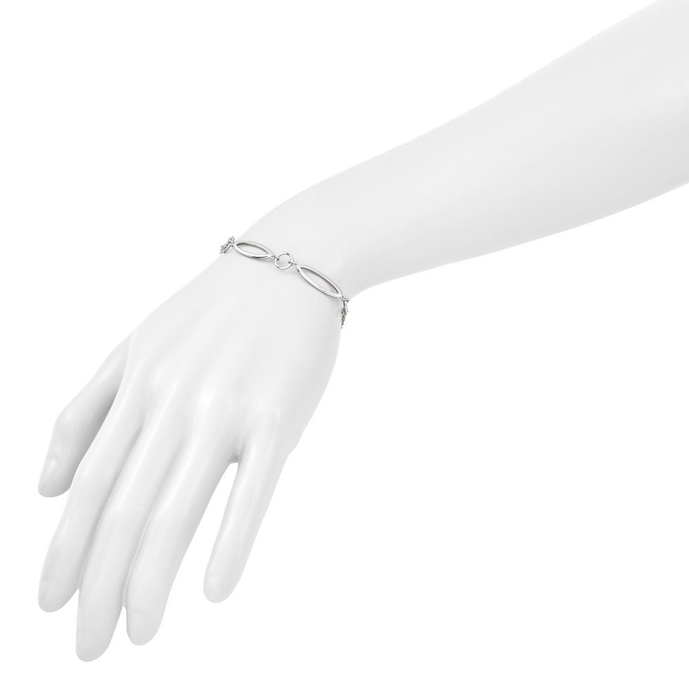Leslie's Sterling Silver RH-plated Geometric 2-strand w/1in ext. Bracelet - Product Photo