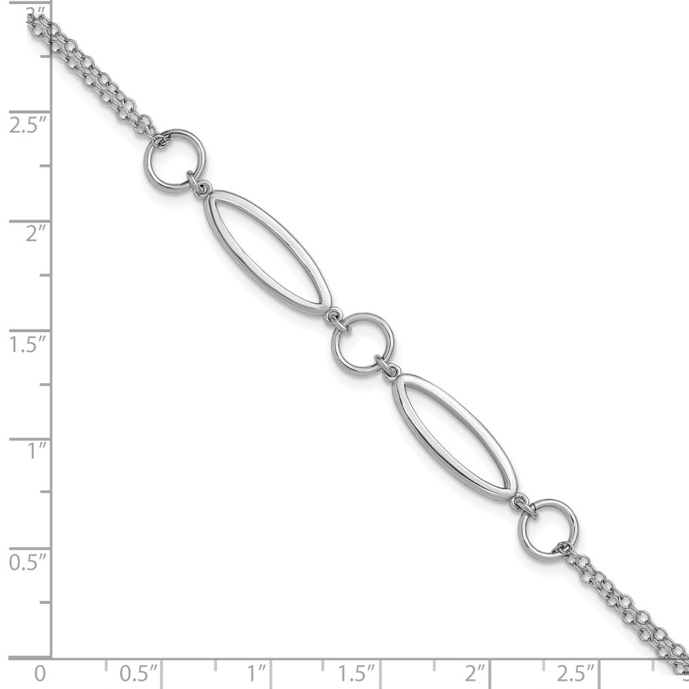 Leslie's Sterling Silver RH-plated Geometric 2-strand w/1in ext. Bracelet - Product Photo