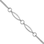 Leslie's Sterling Silver RH-plated Geometric 2-strand w/1in ext. Bracelet - Product Photo