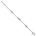 Leslie's Sterling Silver RH-plated Polished Fancy Link w/1in ext. Bracelet - Product Photo