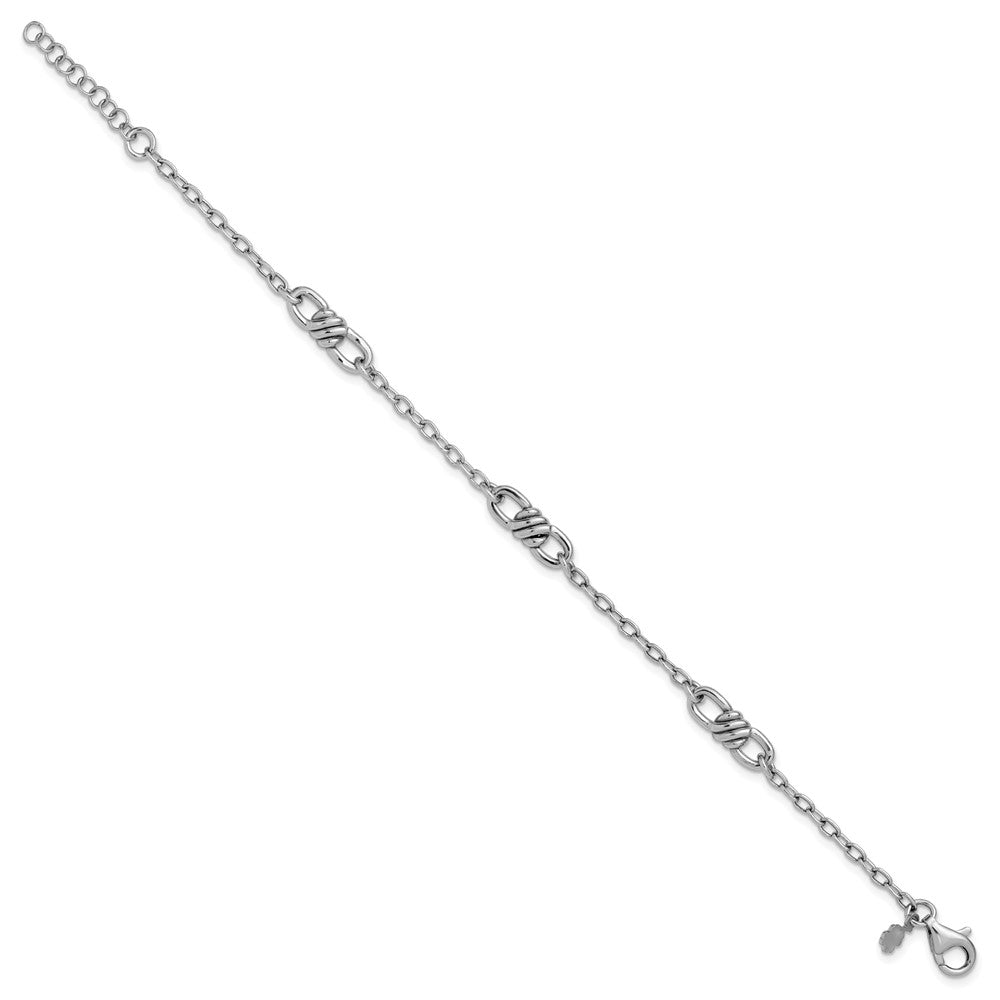 Leslie's Sterling Silver RH-plated Polished Fancy Link w/1in ext. Bracelet - Product Photo