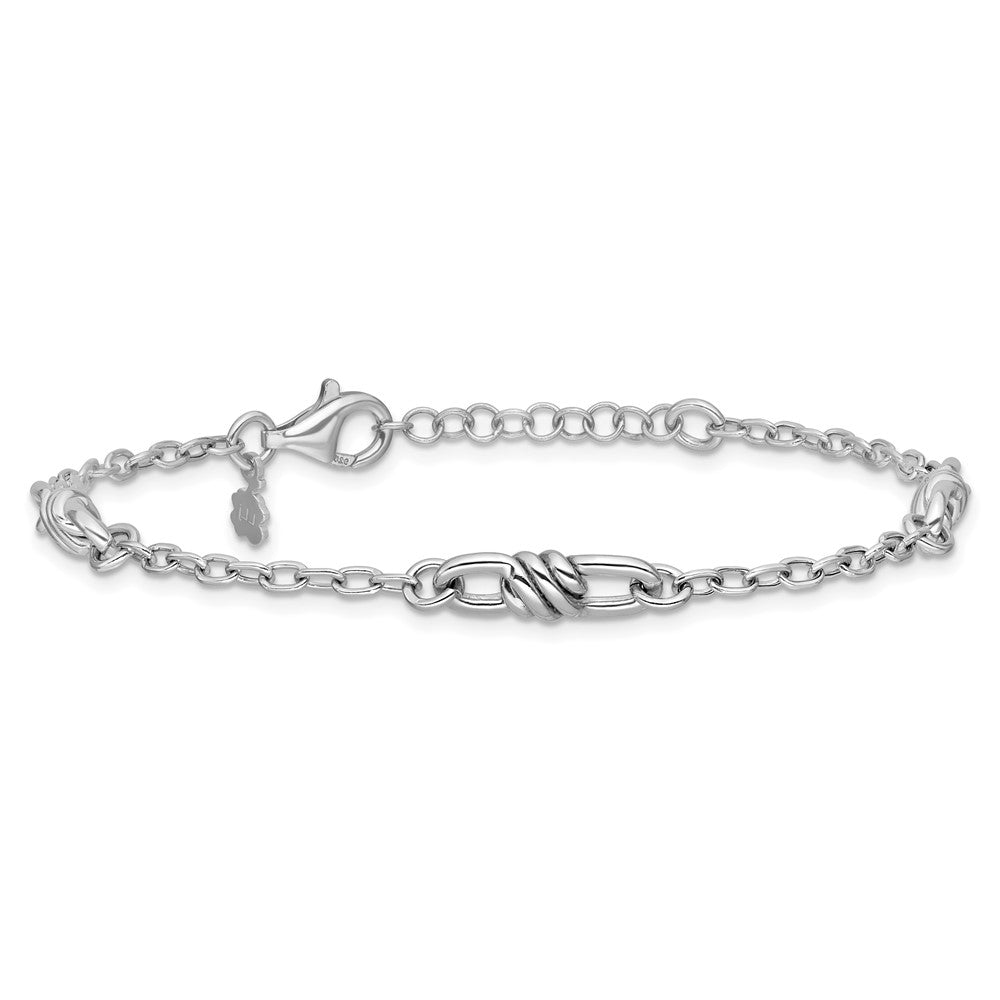 Leslie's Sterling Silver RH-plated Polished Fancy Link w/1in ext. Bracelet - Product Photo