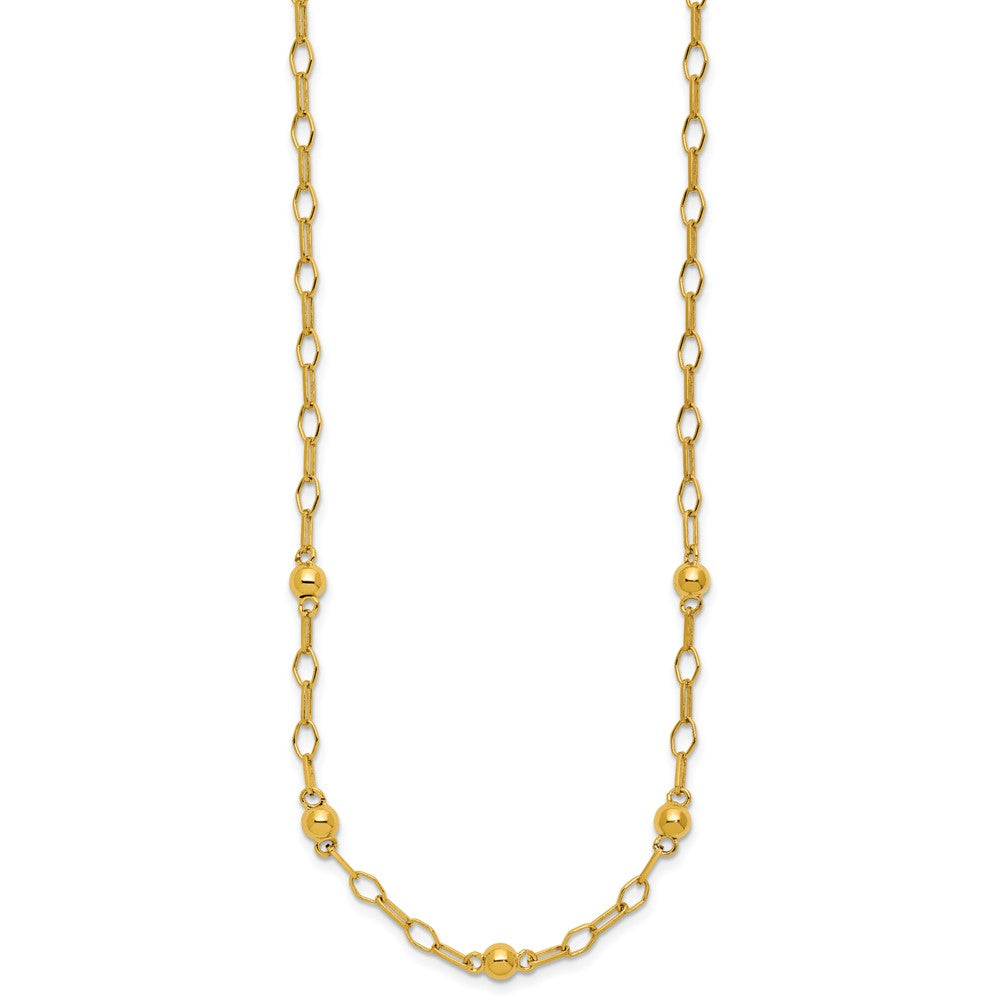 Leslie's Sterling Silver Gold-tone pol. Beaded Link w/2in ext. Necklace - Product Photo