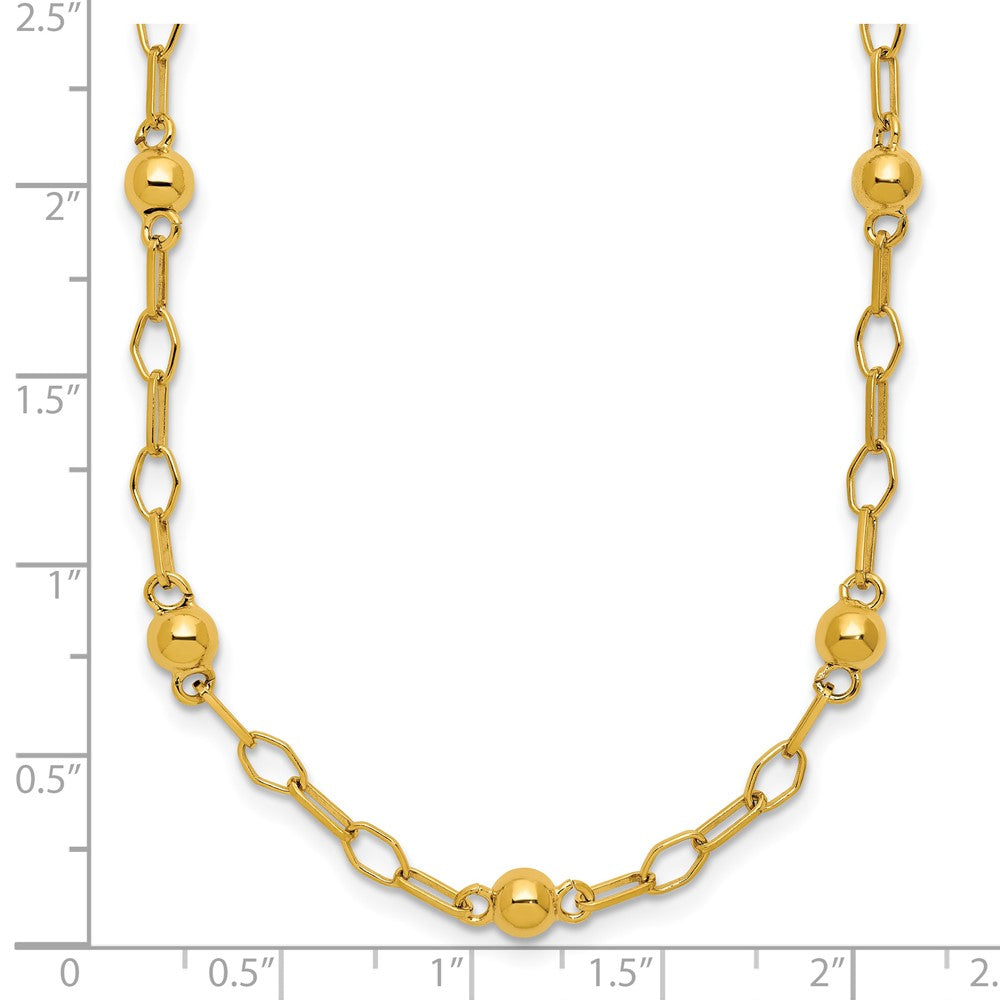 Leslie's Sterling Silver Gold-tone pol. Beaded Link w/2in ext. Necklace - Product Photo