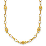 Leslie's Sterling Silver Gold-tone pol. Beaded Link w/2in ext. Necklace - Product Photo