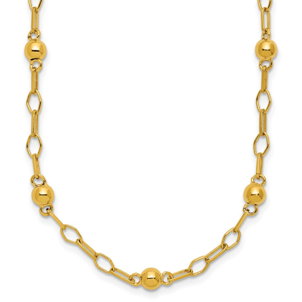 Leslie's Sterling Silver Gold-tone pol. Beaded Link w/2in ext. Necklace - Product Photo
