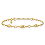 Leslie's Sterling Silver Gold-tone pol. Beaded Link w/1in ext. Bracelet - Product Photo