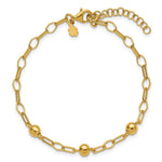 Leslie's Sterling Silver Gold-tone pol. Beaded Link w/1in ext. Bracelet - Product Photo