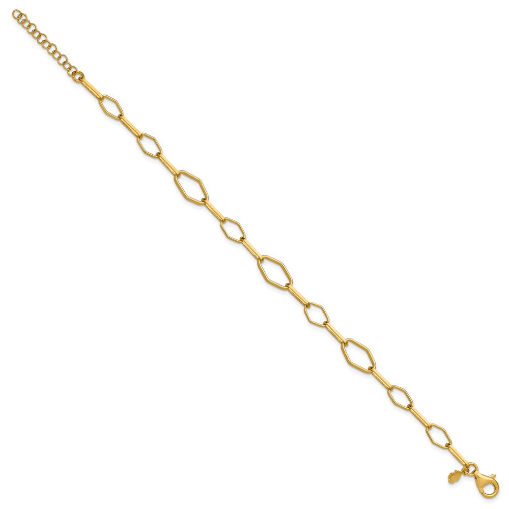 Leslie's Sterling Silver Gold-tone pol. Fancy Link w/1in ext. Bracelet - Product Photo