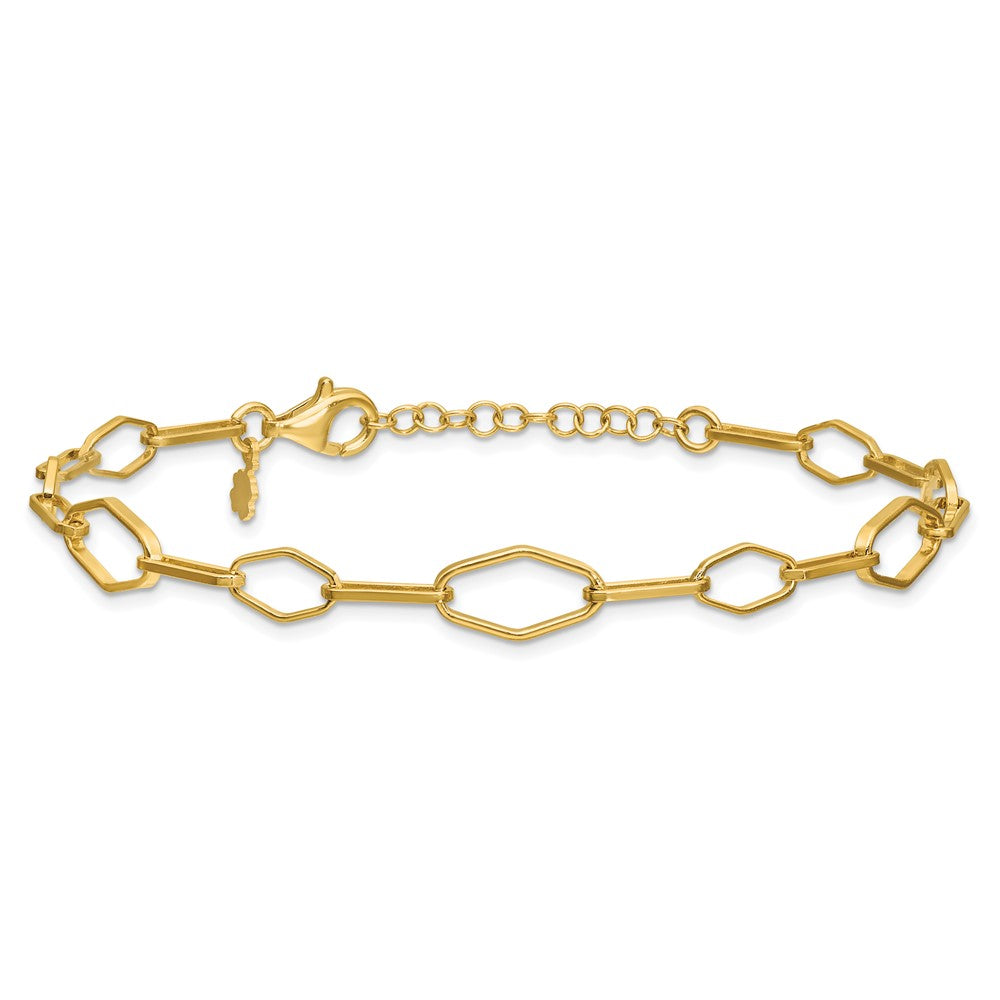 Leslie's Sterling Silver Gold-tone pol. Fancy Link w/1in ext. Bracelet - Product Photo