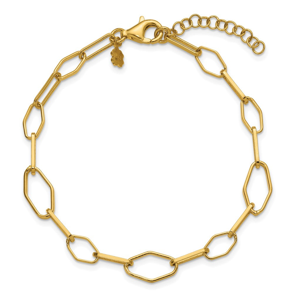 Leslie's Sterling Silver Gold-tone pol. Fancy Link w/1in ext. Bracelet - Product Photo
