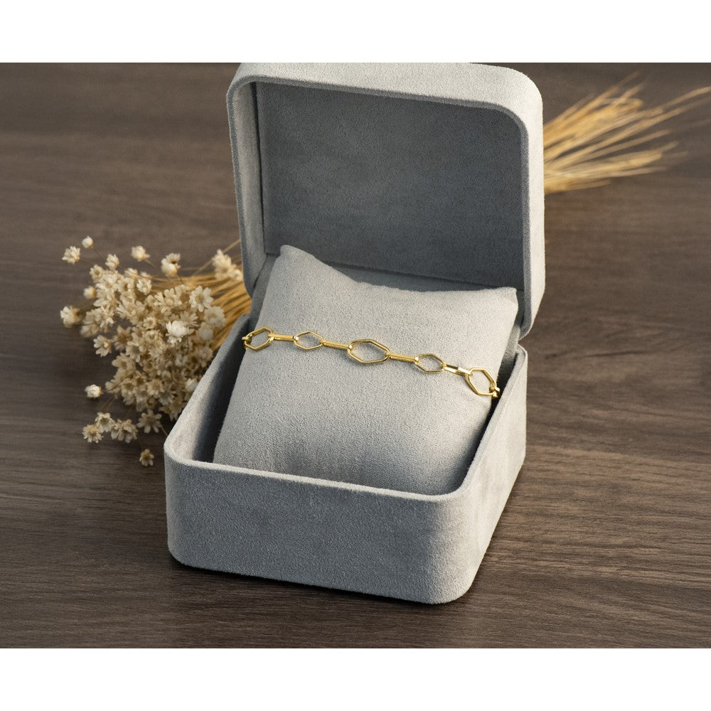 Leslie's Sterling Silver Gold-tone pol. Fancy Link w/1in ext. Bracelet - Product Photo