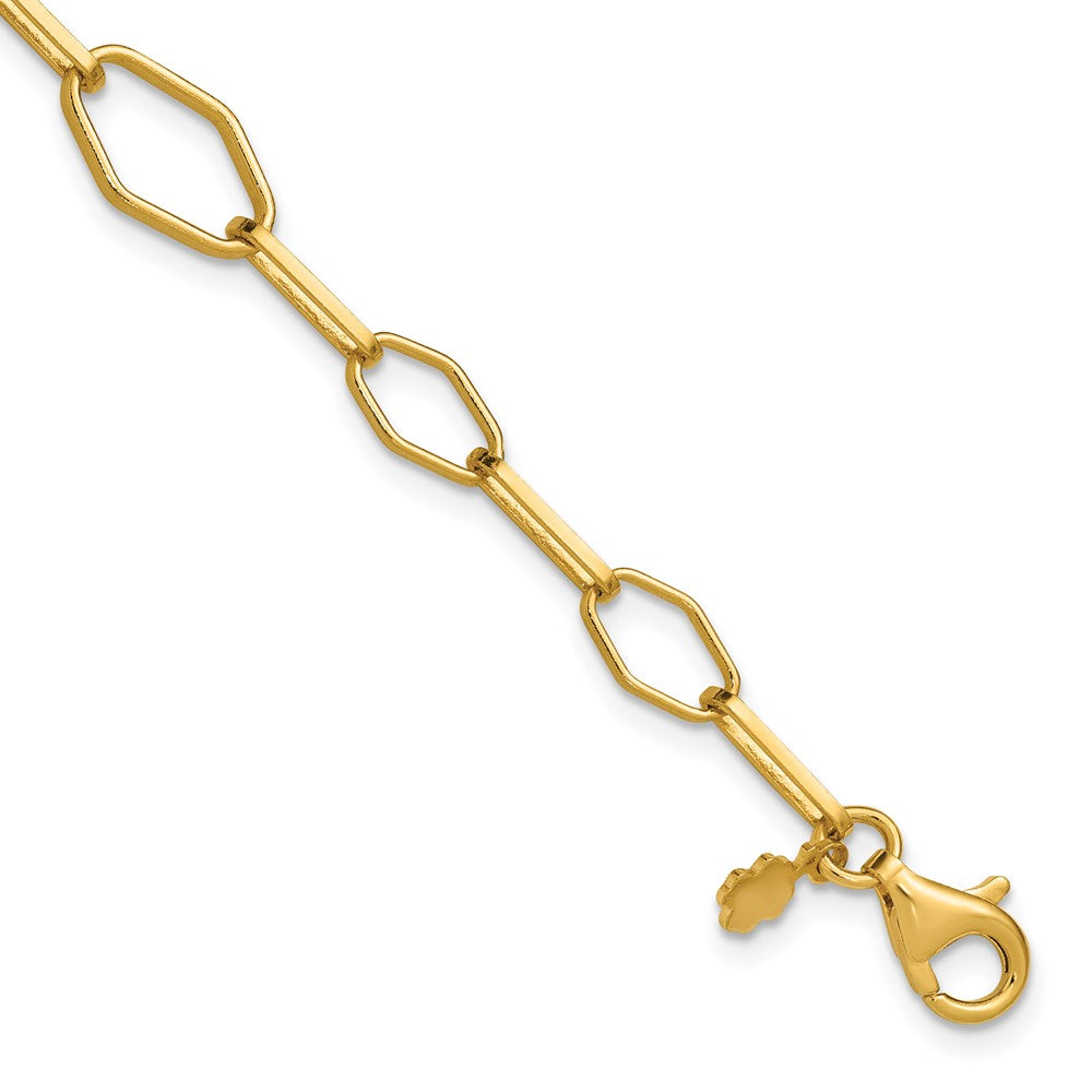 Leslie's Sterling Silver Gold-tone pol. Fancy Link w/1in ext. Bracelet - Product Photo