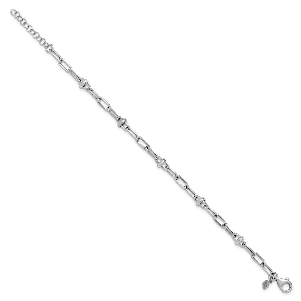 Leslie's Sterling Silver RH-plated Polished Fancy Link w/1in ext. Bracelet - Product Photo